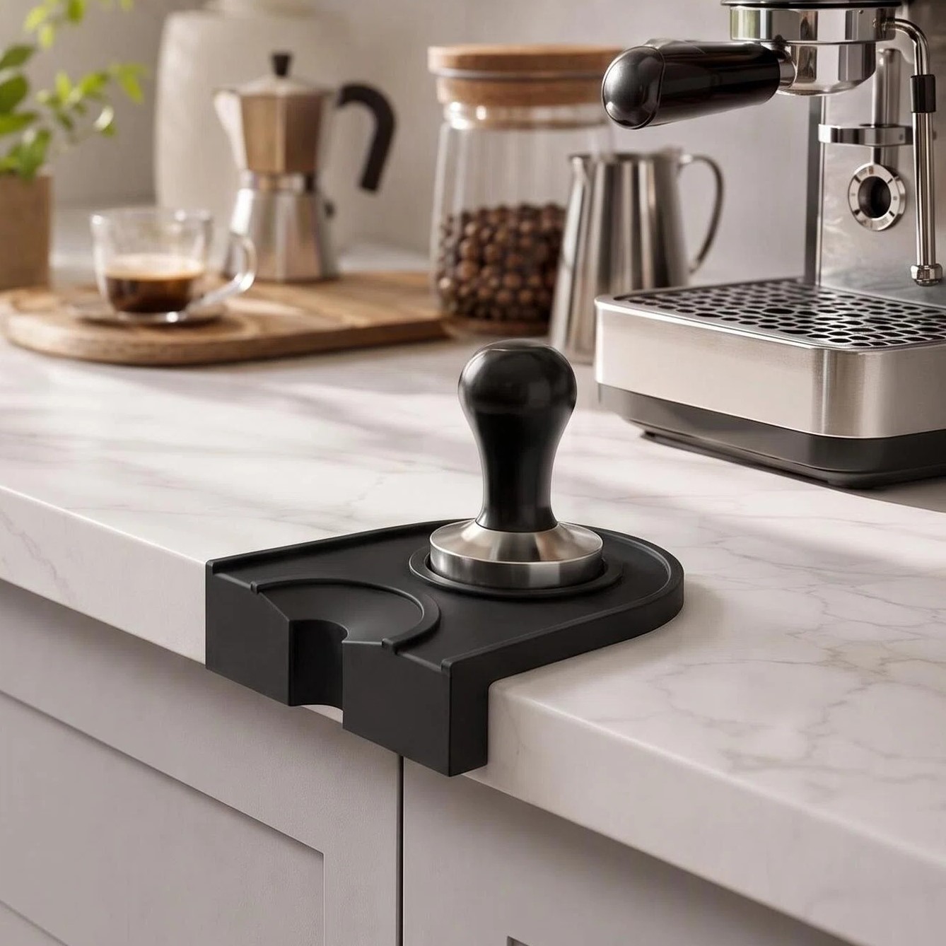 Coffee Equipment Set - Koffie Tamper Mat Siliconen Klein Zwart