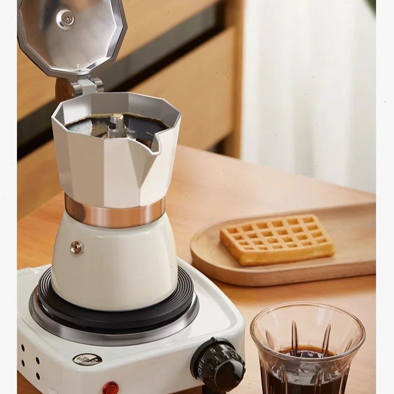 Coffee Equipment - Moka-pot met ronde bodem, enkele klep,