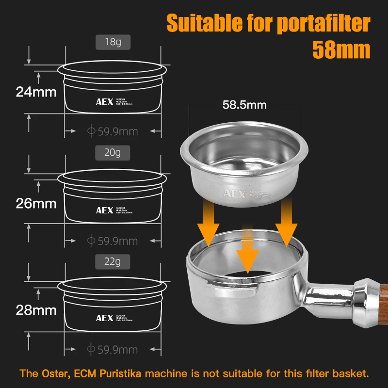 Koffiefiltermand 58MM AEX Nauw - Coffee Equipment recensie en prijs